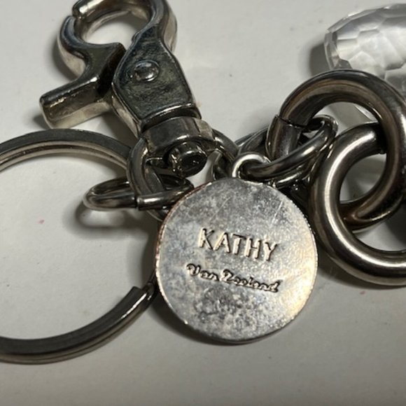 VTG Collectable Puffed Heart Key Ring Chain Charms Claw Clasp - Signed Kathy 6" - Picture 13 of 13